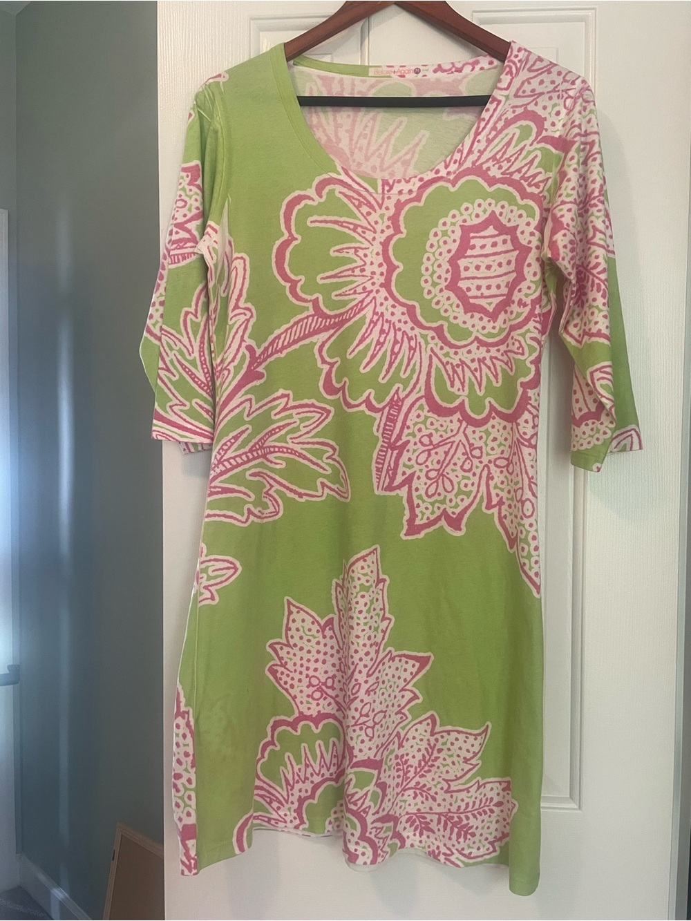 Before+Again Women’s Green & Pink Floral V-Neck Dress